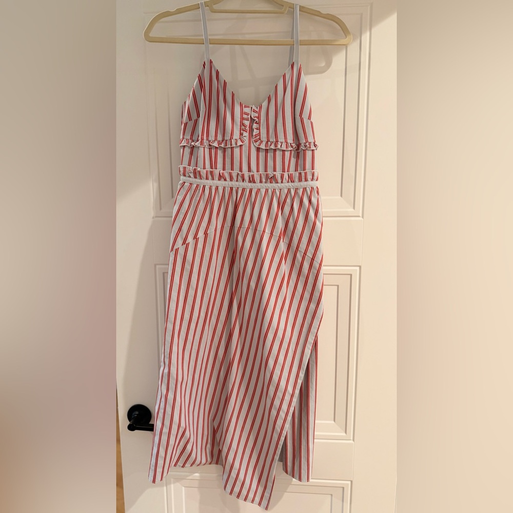 10 Crosby Derek Lam Blue and Red Striped Dress